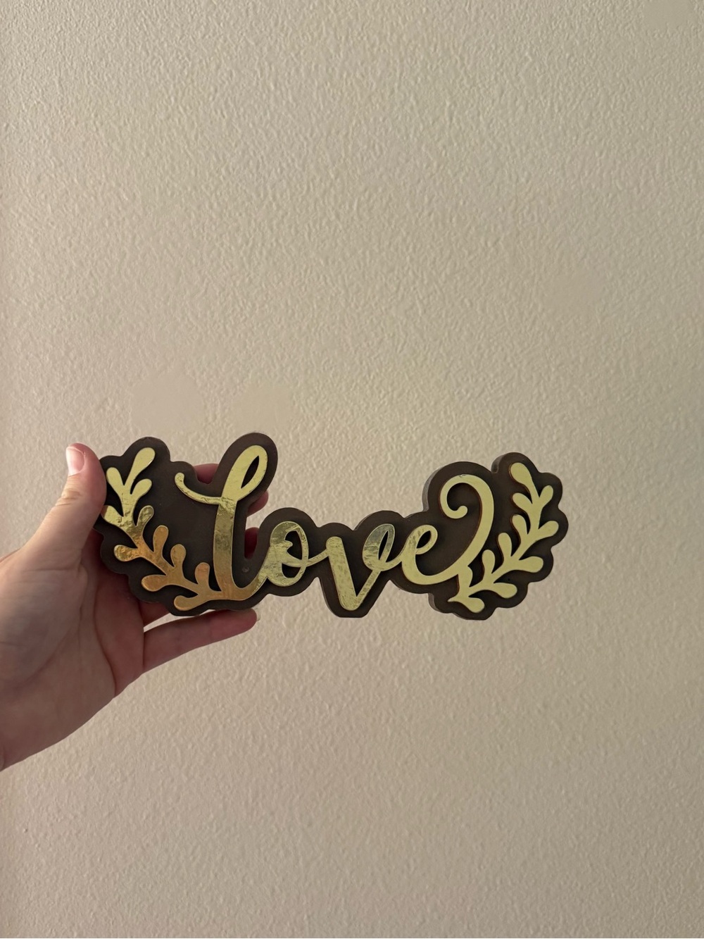 Love Script Wall Accent in Gold and Brown - Decorative Home Accent